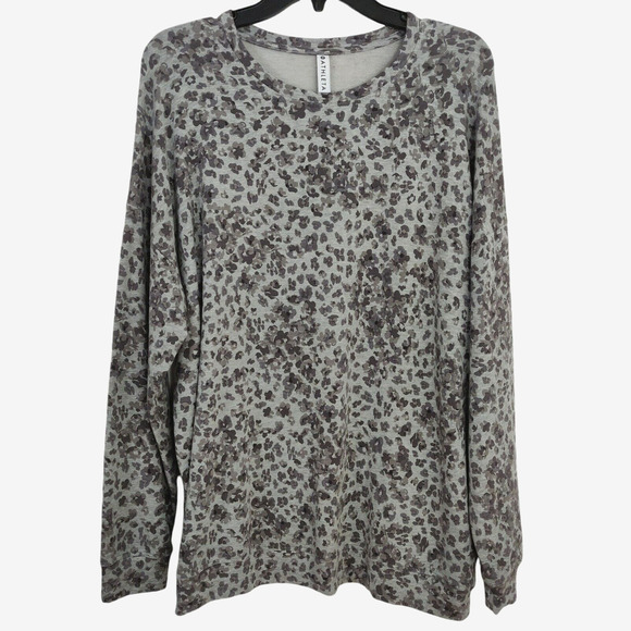 Athleta Studio to Street Splatter Sweatshirt Top Women's Size XL Gray Soft Cozy - Picture 2 of 8